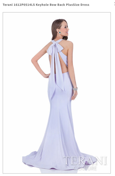Keyhole Bow Back PlusSize Lilac Dress