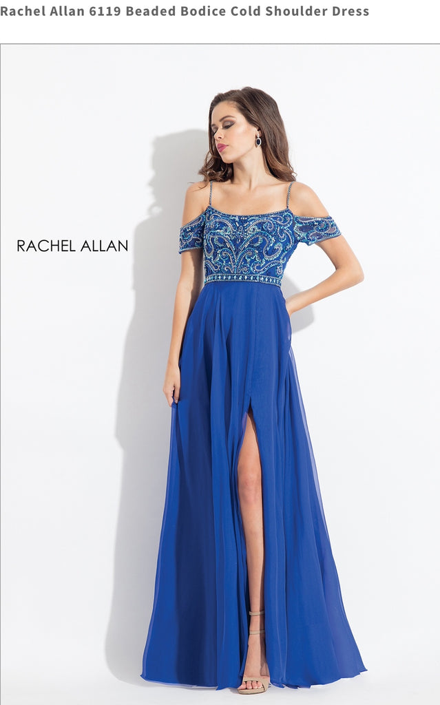 Beaded Bodice Cold Shoulder Dress  Bonita Natural