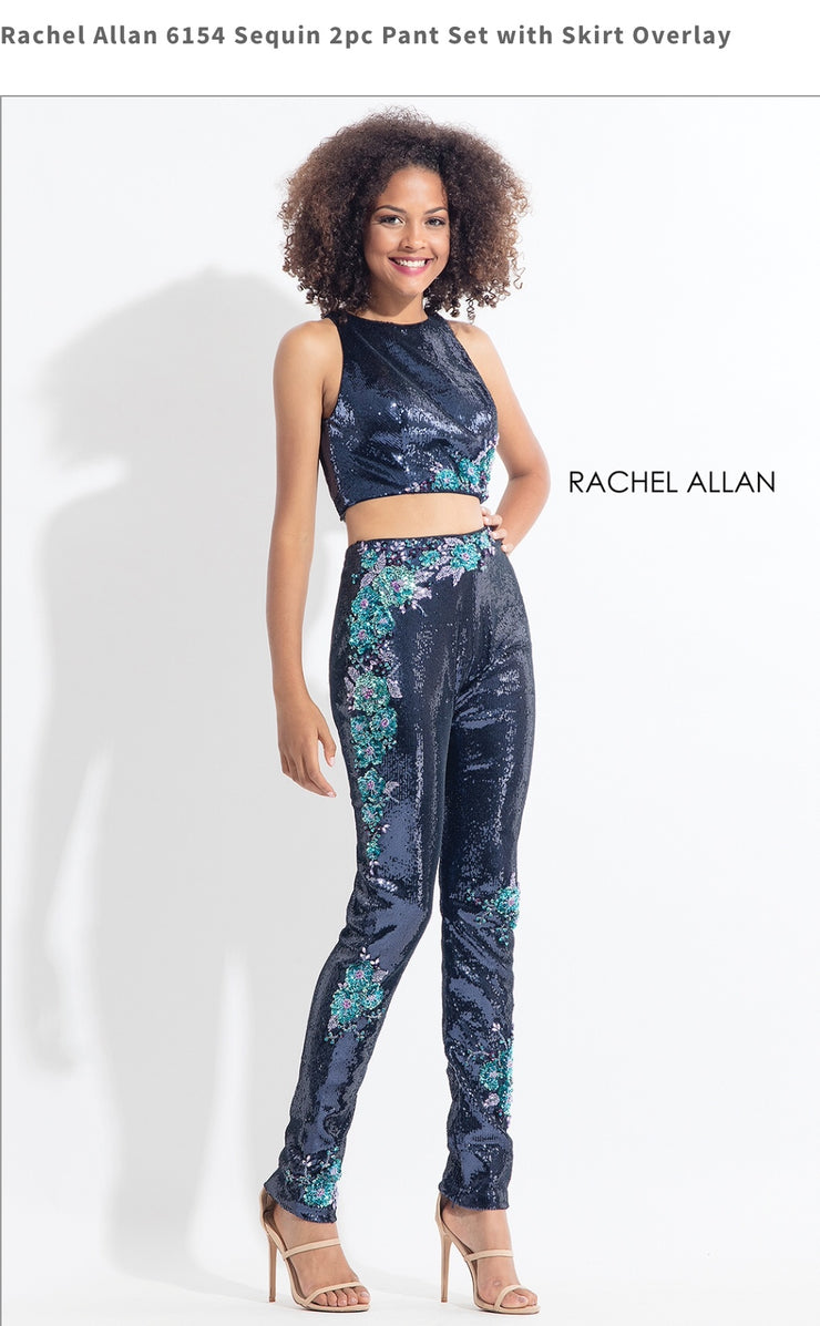 Sequin 2pc Pant Set with Skirt Overlay