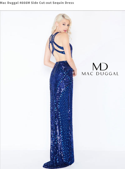 Side Cut-out Sequin Navyblue Dress