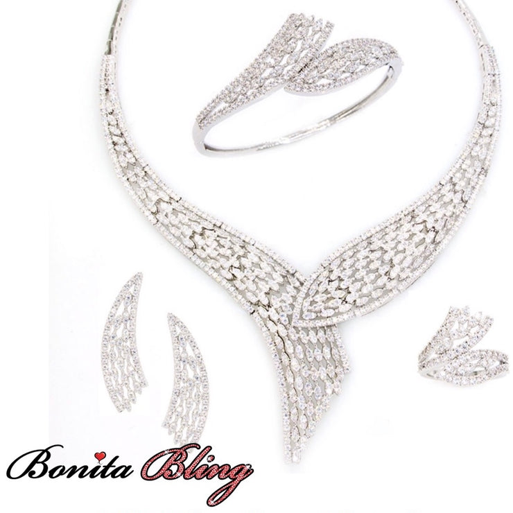 Rhodium Plated Cubic Zirconia Set