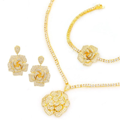 Gold Plated Rose Cubic Zirconia Set