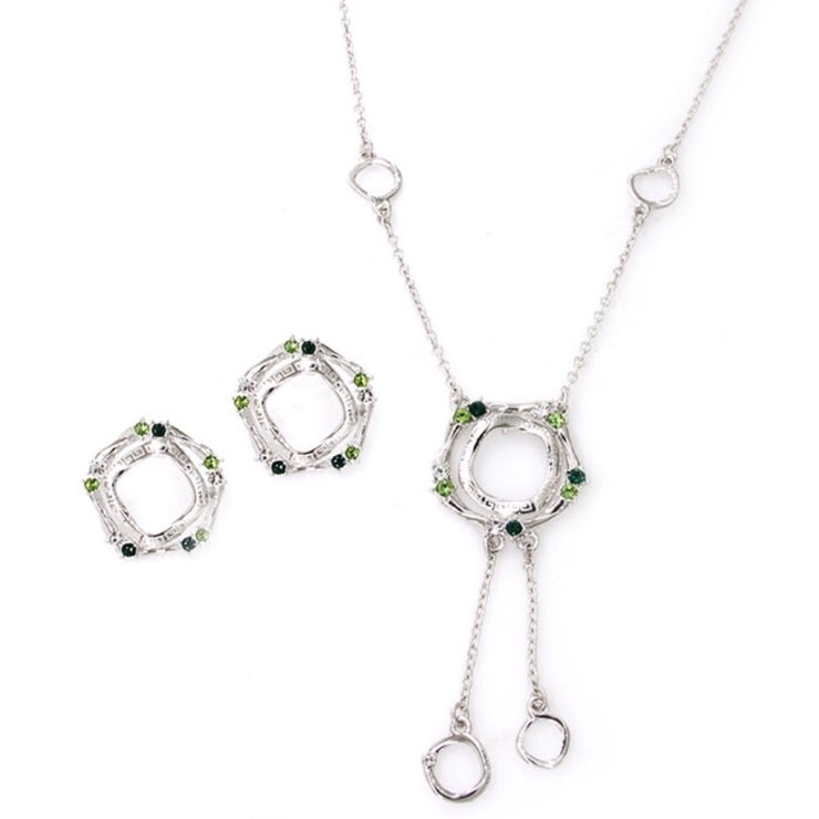 Rhodium Plated 2-Pcs Set With Crystal