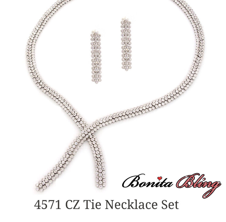 CZ Tie Necklace Set