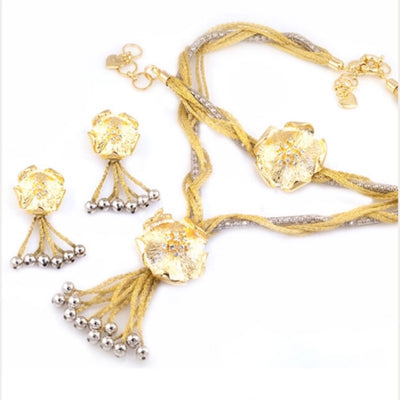 Two-Tone Gold Plated Calza Flower Set