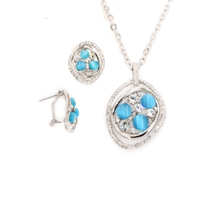 Rhodium PLated Set with Crystal and Glass Stone