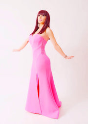 Neon Pink Strapless Dress
