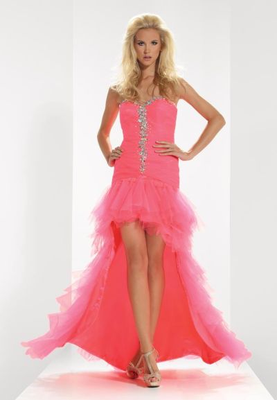 Neon Rose Strapless Dress