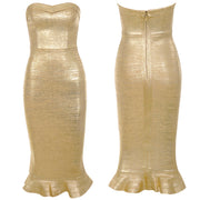 Bonita Bandage Strapless Metallic Dress